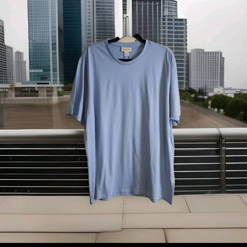 Calvin Klein Mens Smooth Classic Fit 100% Cotton Tee Well Water 2X-Large